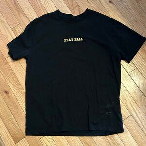 Forever21 Men Black &‎ Gold "Play Ball" Short Sleeve T Shirt Size Medium
